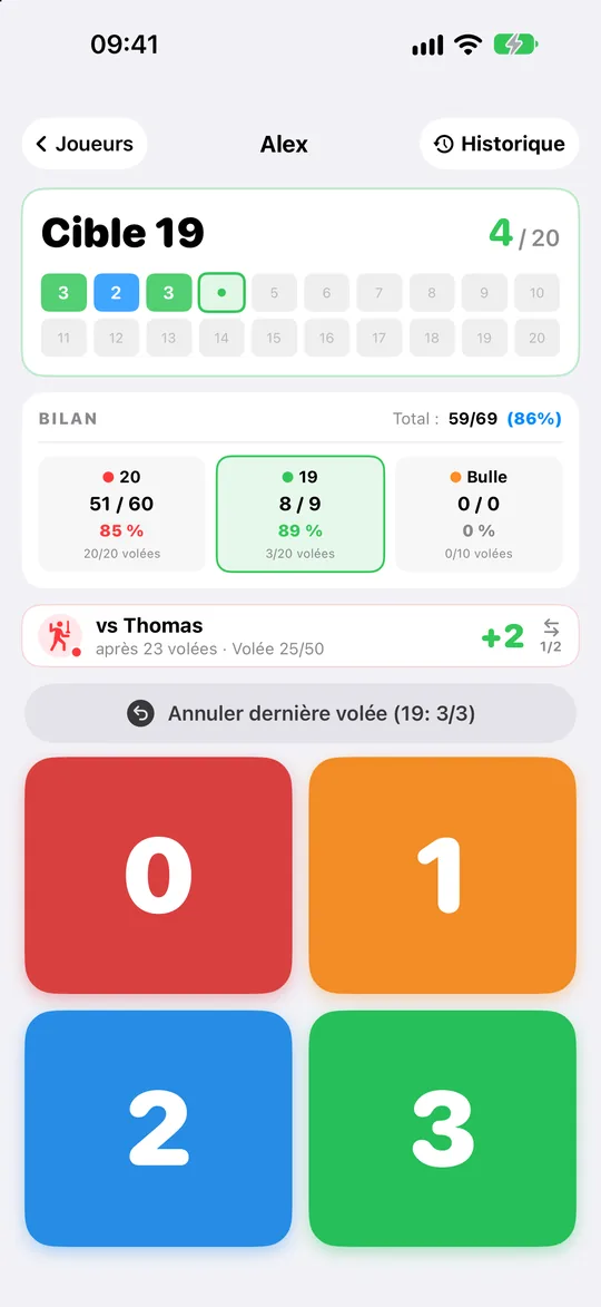Routine 20/19/Bulle en cours avec un duel en direct et le clavier de 0 à 3 touches